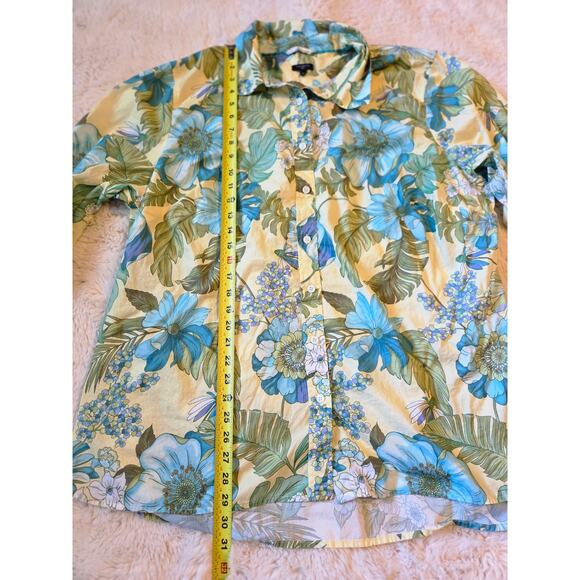 Talbots Tropical Print Long Sleeve Button Down collared shirt 3x - Picture 3 of 9